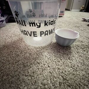 Clear Pet Food Container with Black Text